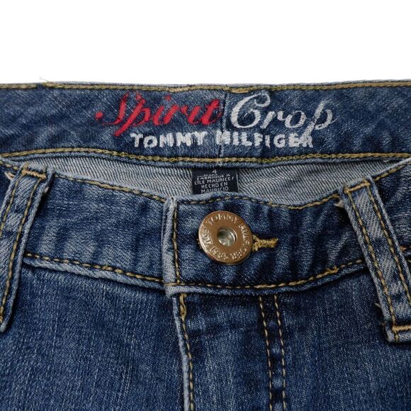 Tommy Hilfiger Spirit Crop Jeans Size 4 Womens Cuff Blue Denim Measures 28x20.5 - Picture 10 of 12